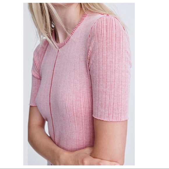 SOLD-Rag & Bone Two Tone Pink Ribbed Midi Dress - Picture 8 of 16